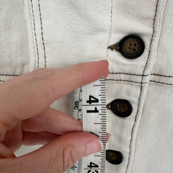 Zara Dress Womens Small Cream Midi Denim Beige Stretch Button Minimalist Western - Picture 7 of 7